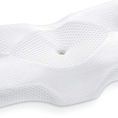 Cervical Contour Memory Foam Pillow for Neck Pain Orthopedic Neck Pillow for Shoulder Pain Ergonomic Head Neck Support Pillow for Side/Back/Stomach Sleepers with Removable Cover (White)