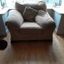 High cushioned, very comfortable  large 3 seater  with matching  chair.  Sofa 215cm  length,  chair 110cm. Image 2