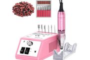 Electric Nail Files,Professional Electric Nail Drill 30000 RPM Efile Buffer Manicure Grinder Tool for Acrylic Gel Nails with Nail Drill Bits Set and Sanding Bands (Pink)