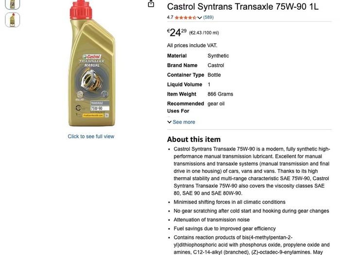Castrol Transmission fluid