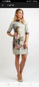 Irish Designer Fee G - Faux Leather Collar Floral Dress - Mint - UK 8 - BNWT RRP 229