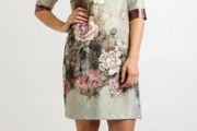 Irish Designer Fee G - Faux Leather Collar Floral Dress - Mint - UK 8 - BNWT RRP 229