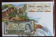 Canada 1973 Unc Dollar in Banknote Stamps cover
