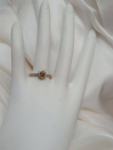 Sparkling Champagne Diamond Halo Ring