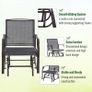 Outdoor Glider Rocking Chair & Table Set, Patio Furniture Bistro Set with 2 Single Seaters Swing Chair and Square Glass Top Table, Grey Image 5