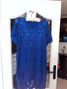 blue dress with flower embroidery