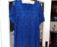 blue dress with flower embroidery