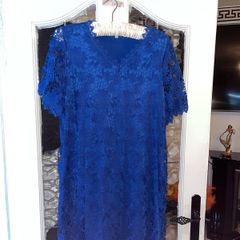blue dress with flower embroidery