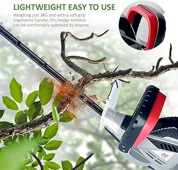Hedge Trimmer and Cutter - 600W - 55cm Diamond Cutting Blade - 16mm Tooth Opening - 6M Power Cable - Ultra-Light 2.5Kg - Two-Way Safety Switch - Soft Grip Handle