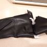 Ladies Black Genuine Leather Faux Fur Lined Gloves M-L Image 6