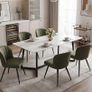 2pcs Dining Chair Modern PU Leather Cover Metal Legs Green Image 5