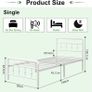 Single Bed Frame 3ft with Headboard and Footboard, Single Metal Bed Frame 46 cm High with Steel Slats Support, Noise Free, Easy Assembly, White Image 3