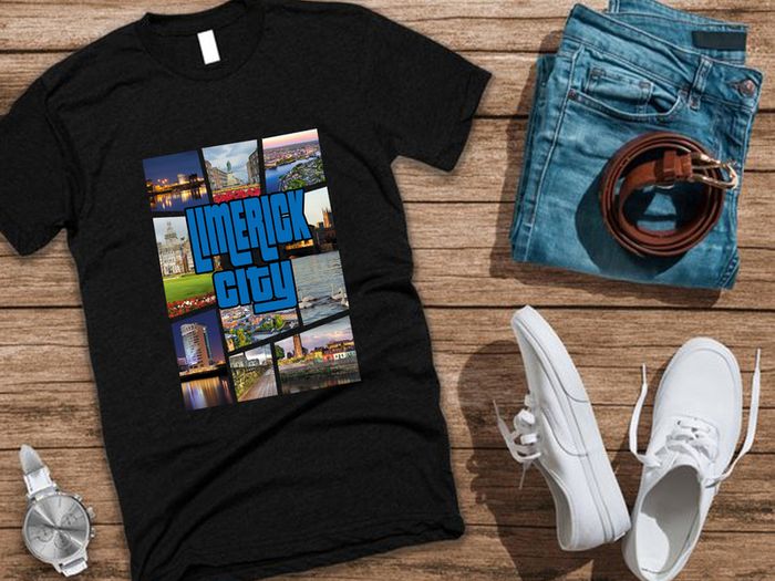 LIMERICK city GTA themed printed T-shirt Tee Top Shirt Great Gift Present