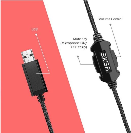 USB Gaming Headset for PC - Computer Headphones with Microphone/Mic Noise Cancelling, 7.1 Surround Sound Wired Headset & RGB Light - Gaming Headphones for PS4/PS5 Console Laptop MULTIPLE COLOURS AVAILABLE, SEE PHOTOS (FREE POSTAGE)