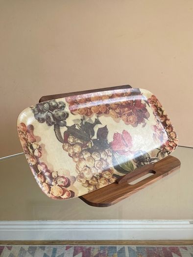 Vintage French Manover Fiberglass Tray, Grape Vine