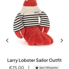 Jane's JELLYCAT Larry Lobster Sailor Outfit