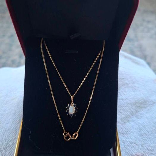 9ct gold  Necklace and 9 ct gold with Natural Sapphire and Natural Opal