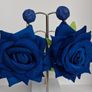 Realistic Navy Extravagant Rose with Raffia Woven Stud Earrings Image 2