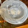Handmade Art Glass Clear Bowl with Grey White Swirl Image 3