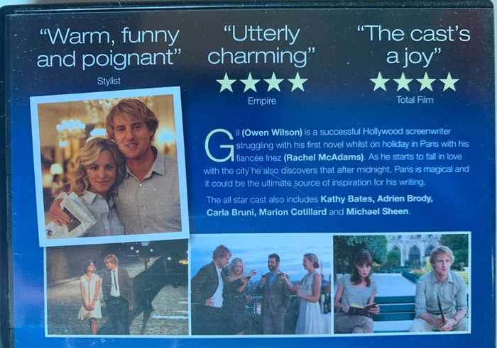 Midnight In Paris (Woody Allen Film) [2011] Owen Wilson & Rachel McAdams [Movie DVD] Academy Award Winner