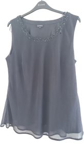 PLUS SIZE (24) Black Sheer Sequin Neck Top. New
