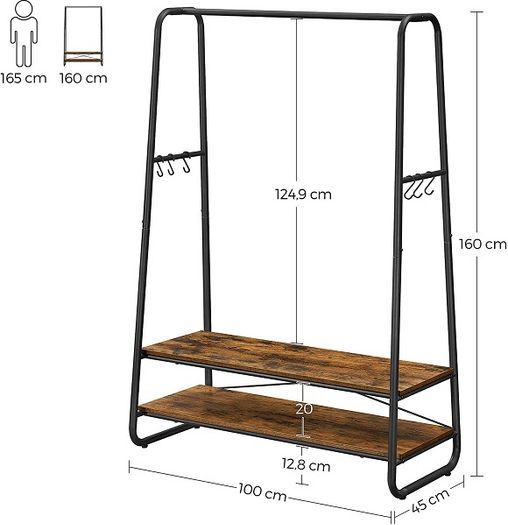 New Industrial Clothes Rail With 2 Shelves- FREE P&P