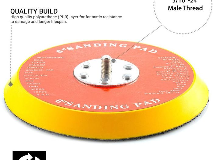 12716 Dual Action Sanding Pad, DA Hook and Loop Sander Backer | 5/16"-24 | 150 mm
