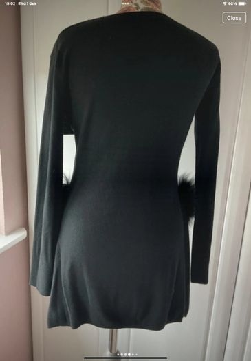 jumper black long statement jumper with fur sides detail and side slits cc fashion l/xlarge