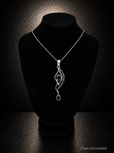 Vintage 925 Sterling Silver & Dark Smoky Quartz Pendant