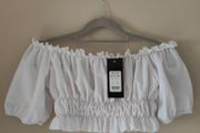 BNWT White ruffle cropped top, NEW LOOK, Size 6