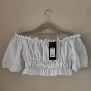 BNWT White ruffle cropped top, NEW LOOK, Size 6