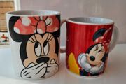 Set of Two Disney Minnie Mouse Ceramic Mugs Red White Polka Dot Cups