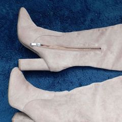 Beige Suede Thigh high boots Pretty Little Thing Size 4