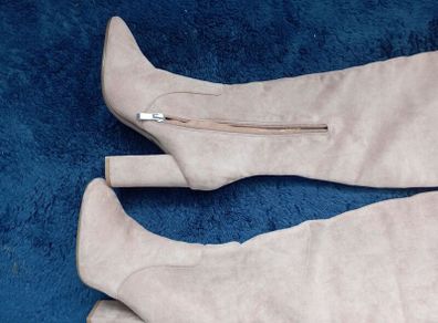 Beige Suede Thigh high boots Pretty Little Thing Size 4