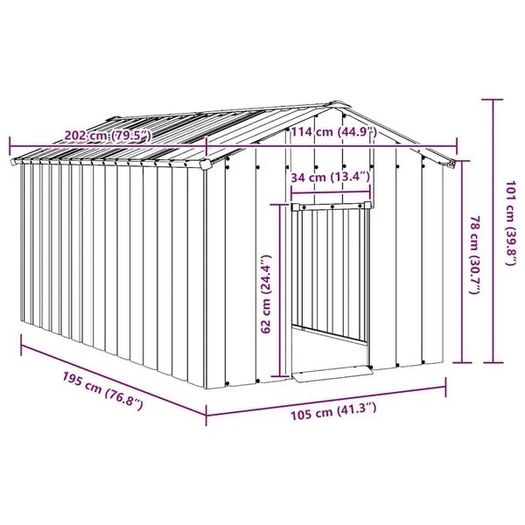 Dog House with Roof 114x202x101 cm Galvanised Steel
