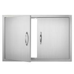 Door, 838x558 mm Double Outdoor Kitchen Door, Stainless Steel Flush Mount Door, Wall Vertical Door with Handles