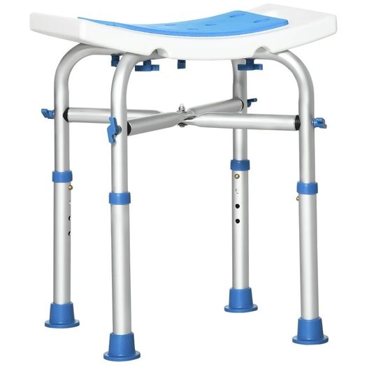 NEW SALE | Bath Stool for Seniors, Adjustable Padded Shower Stool with Built-in Handle Non-slip Suction Foot Pads Blue