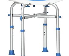 NEW SALE | Bath Stool for Seniors, Adjustable Padded Shower Stool with Built-in Handle Non-slip Suction Foot Pads Blue