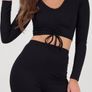 Ruched Crop Top & Legging Ribbed Co-ord Image 2