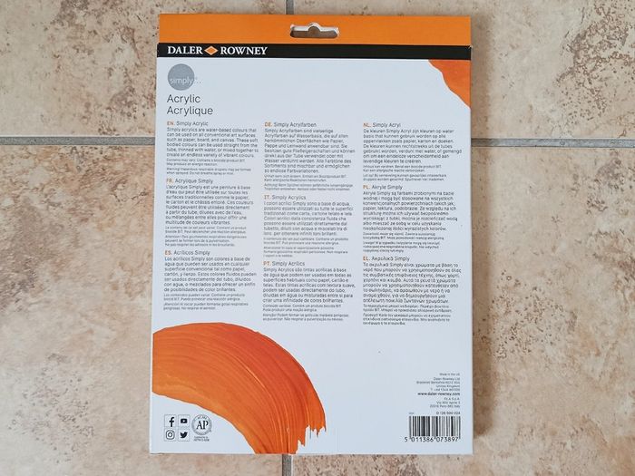 Simply Acrylic Paint Set 24 x 12ml Assorted Colours Daler Rowney NEW