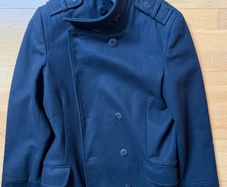 Peter Werth Black Faux Fur Collar Coat small