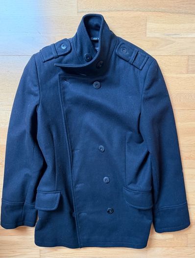 Peter Werth Black Faux Fur Collar Coat small