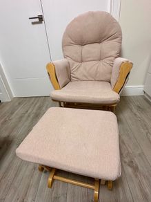 Babylo Milan Glider Armchair Chair With Ottoman Footstool - Natural