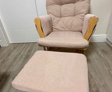 Babylo Milan Glider Armchair Chair With Ottoman Footstool - Natural