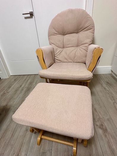 Babylo Milan Glider Armchair Chair With Ottoman Footstool - Natural
