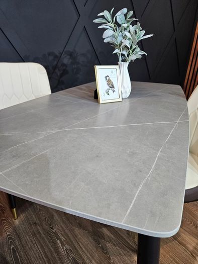 Stone/Ceramics Dining Table with Gold Ends