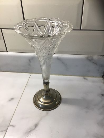 Unique Cone shaped 1950's Flower Vase on EPNS base