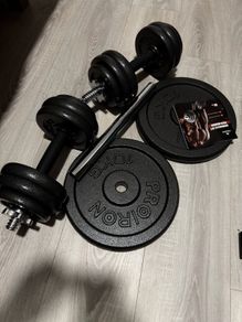47kg Cast Iron Weight Plates & Dumbbell/Barbell Set