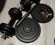 47kg Cast Iron Weight Plates & Dumbbell/Barbell Set