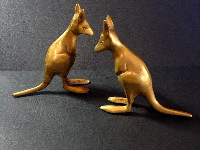 Pair Of Vintage Brass Kangaroo's (Bookends)